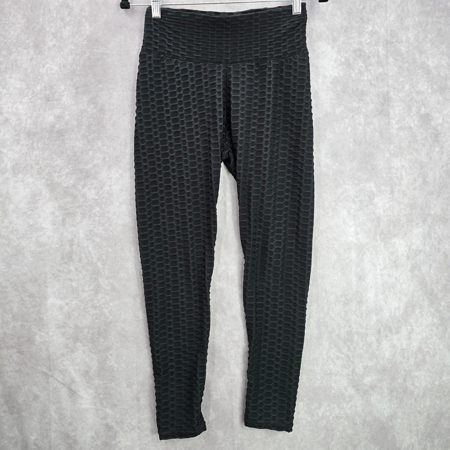Black Honeycomb Scrunch Activewear Legging Yoga Pants Bottoms Small