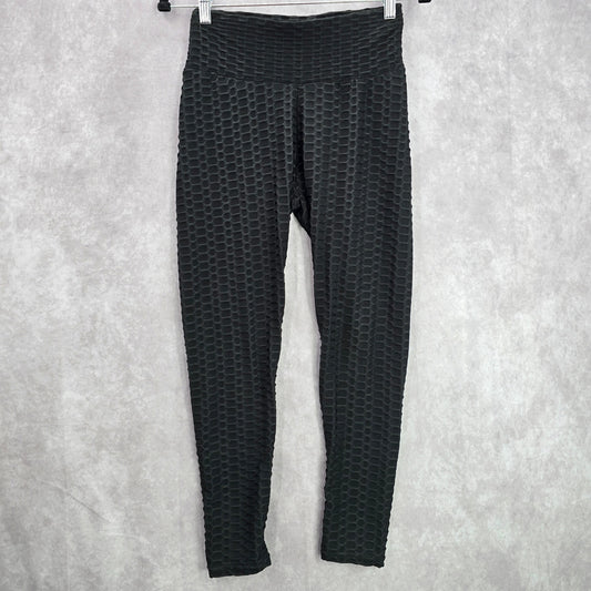 Black Honeycomb Scrunch Activewear Legging Yoga Pants Bottoms Small