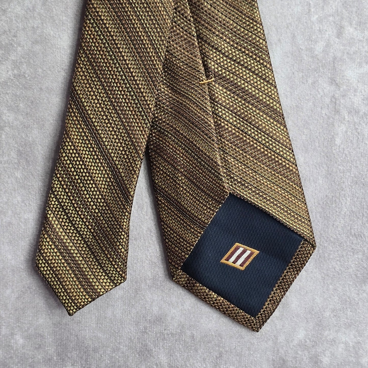 Joseph Abboud Brown Gold Stripe Repp Geometric 100% Silk Men's Neck Tie NWOT