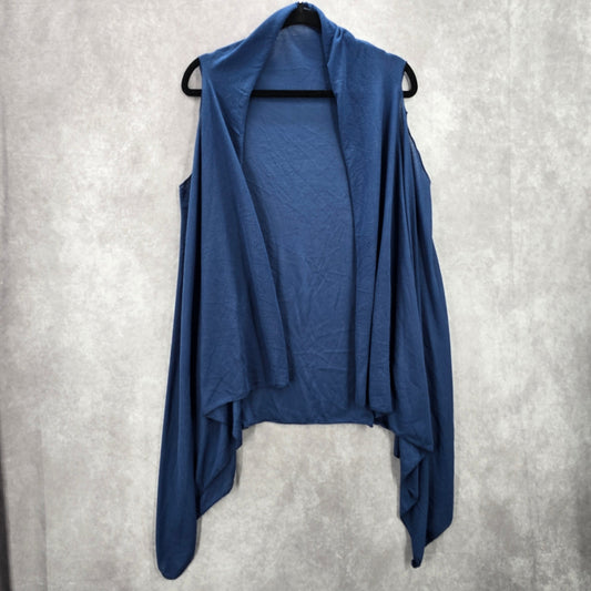 Blue Sleeveless Wrap Boho Western Beach Swim Cover Up Duster Kimono OS