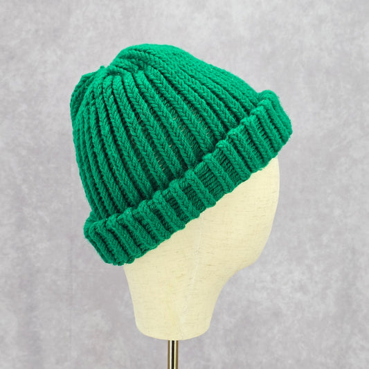 Green Crochet Knit Bucket Cap Hat Fun Vintage Y2K Funky Beanie