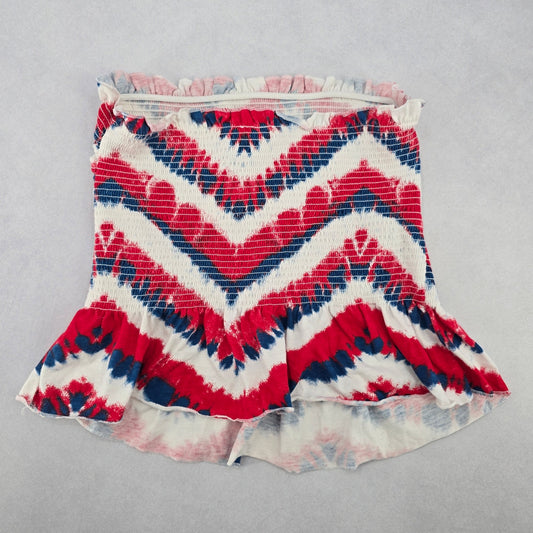 No Boundaries Red Smock Ruffle Tube Swim Sports Bra Beach Bikini Top M Medium