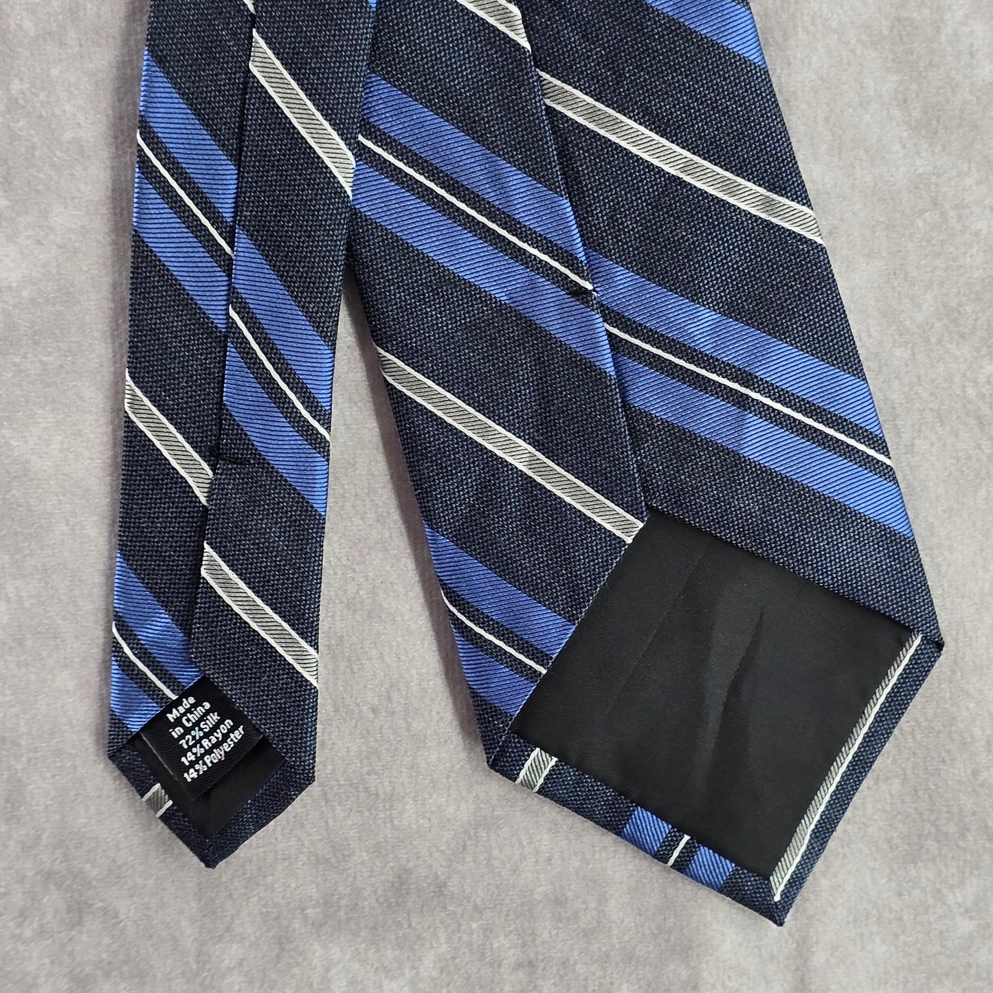 Stafford Navy Blue Silver Stripe Repp Geometric Executive Men's Neck Tie