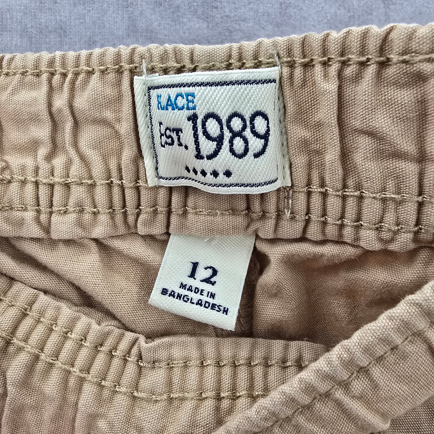 Children's Place Tan Khaki Cotton Pullon Elastic Uniform Bottoms Boys Pants 12