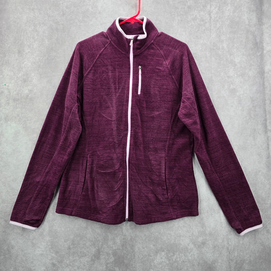 Purple Fleece Zipper Long Sleeve Activewear Y2K Sweater Cardigan Large