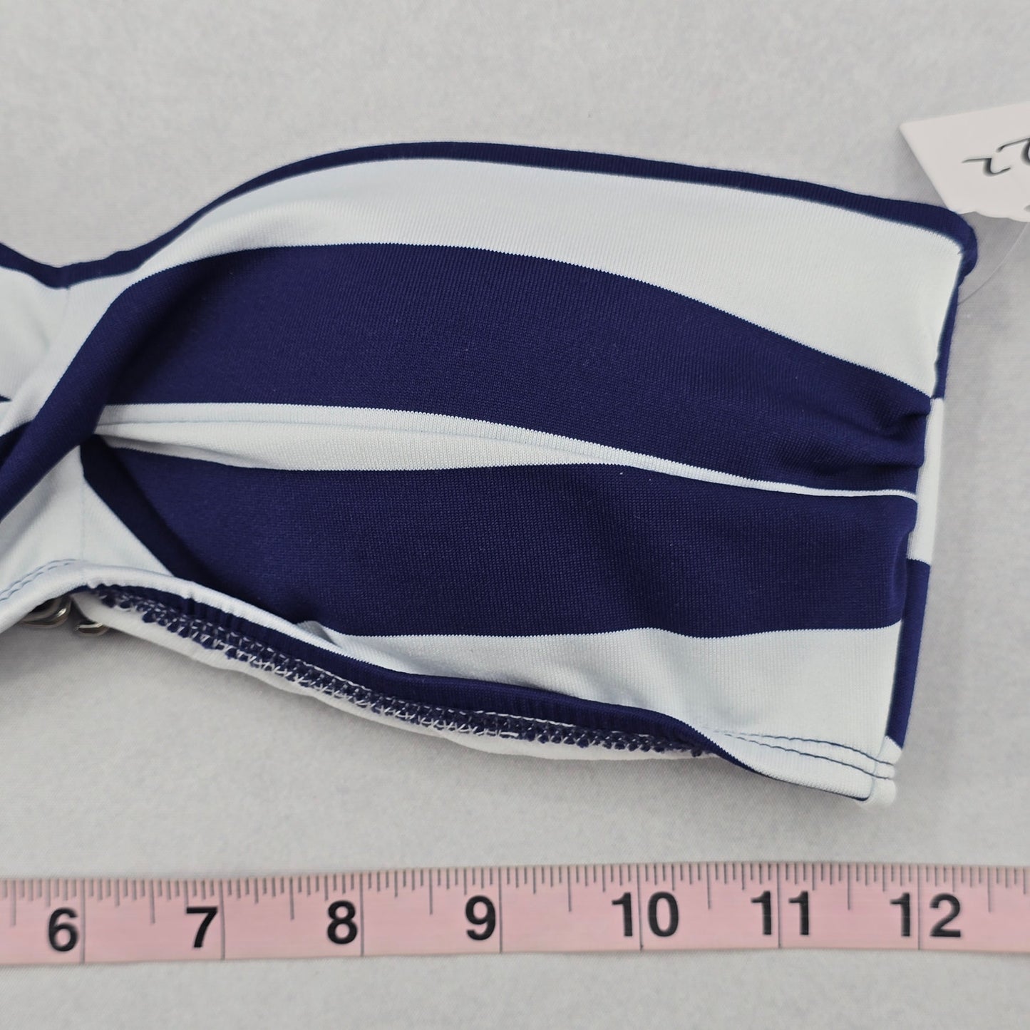 Mossimo Blue Stripe Bandeau Padded Sports Beach Bikini Bralette Swim Top S Small