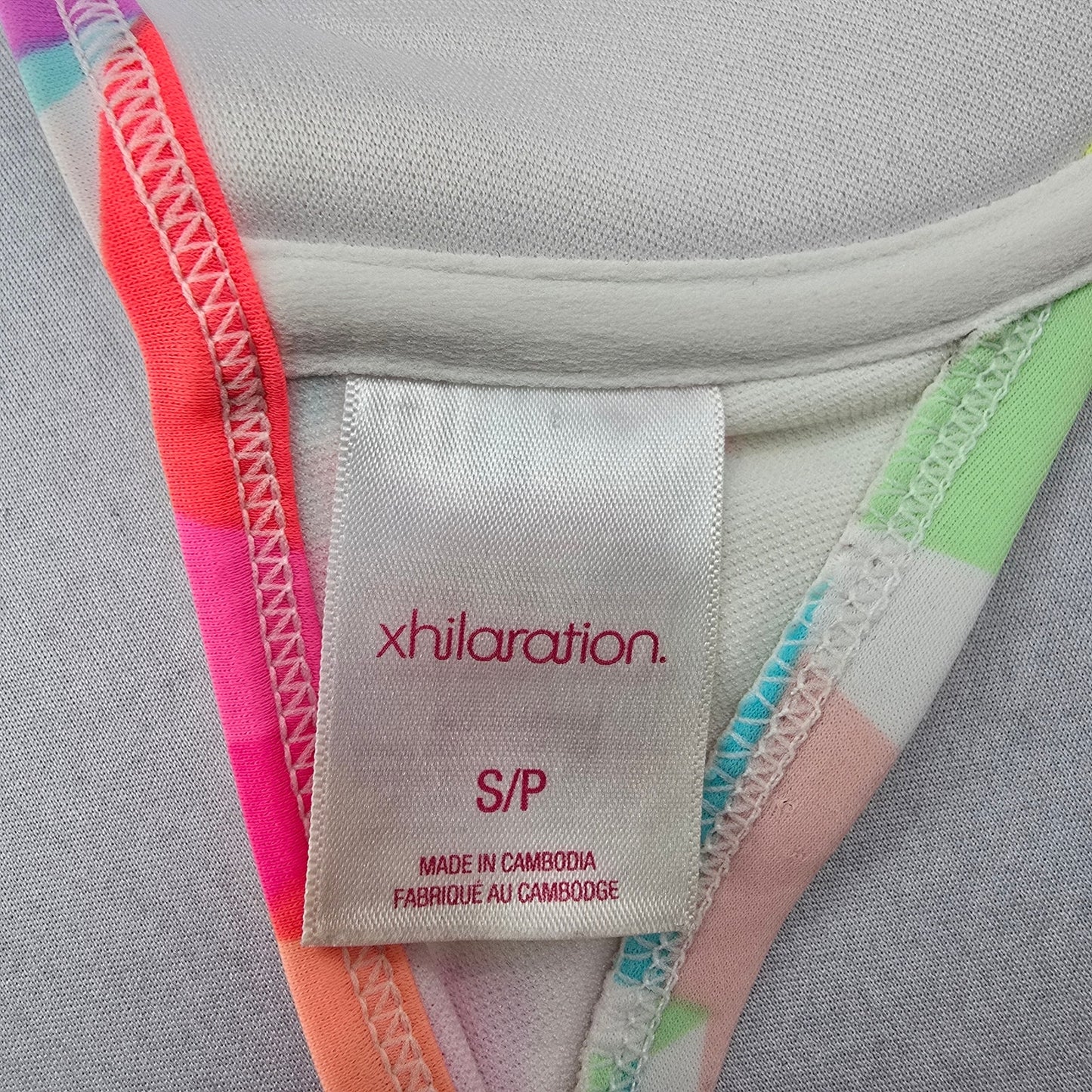 Xhilaration Pink Geometric Padded Beach Tie Bikini Bralette Swim Top S Small