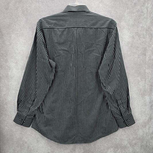 Cats Eye Black Stripe Button Down Long Sleeve Work Casual Dress Shirt Mens L