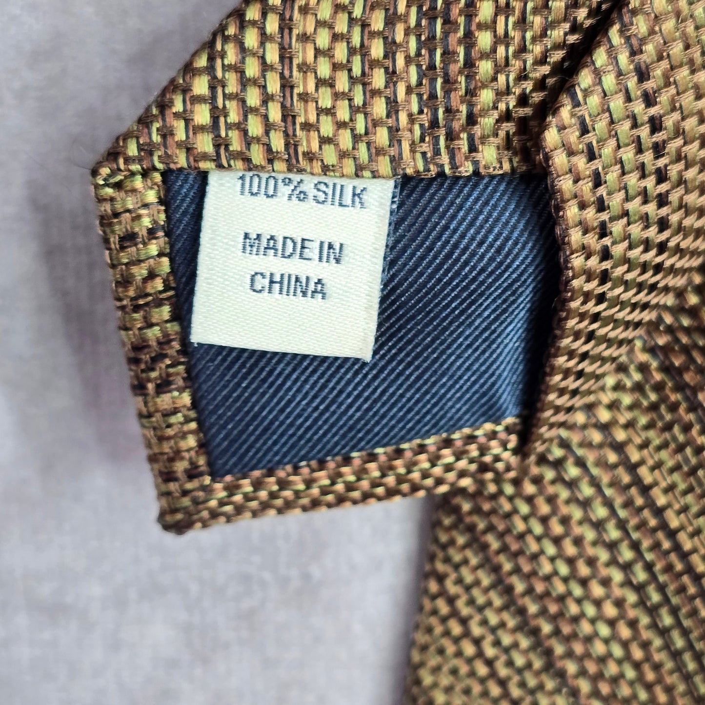 Joseph Abboud Brown Gold Stripe Repp Geometric 100% Silk Men's Neck Tie NWOT