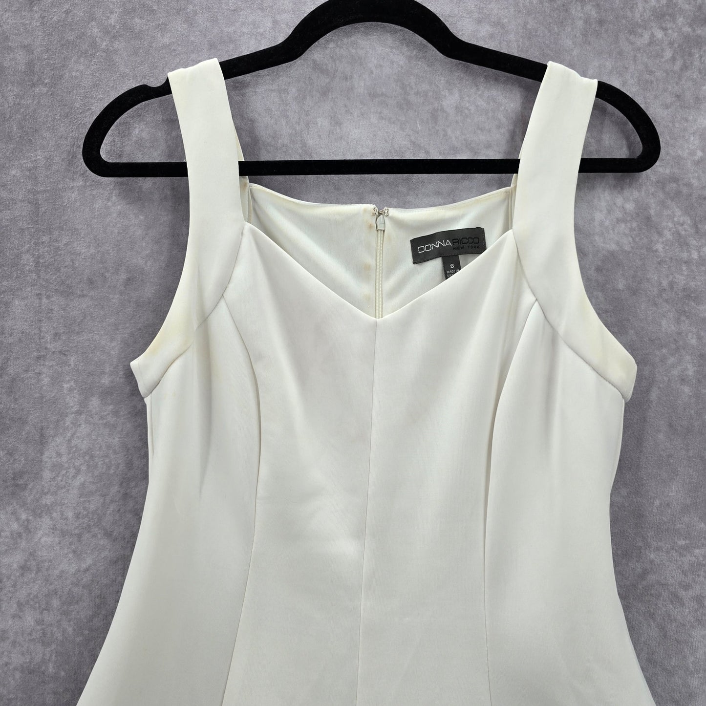 Donna Ricco White Sleeve Less Lace Zipper Y2K Retro Indie Flare Dress 8