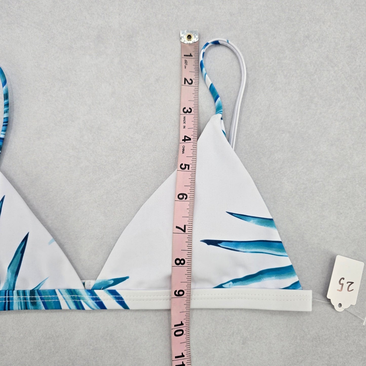 White Floral Padded Sports Bra Active Bikini Bralette Swim Top S Small