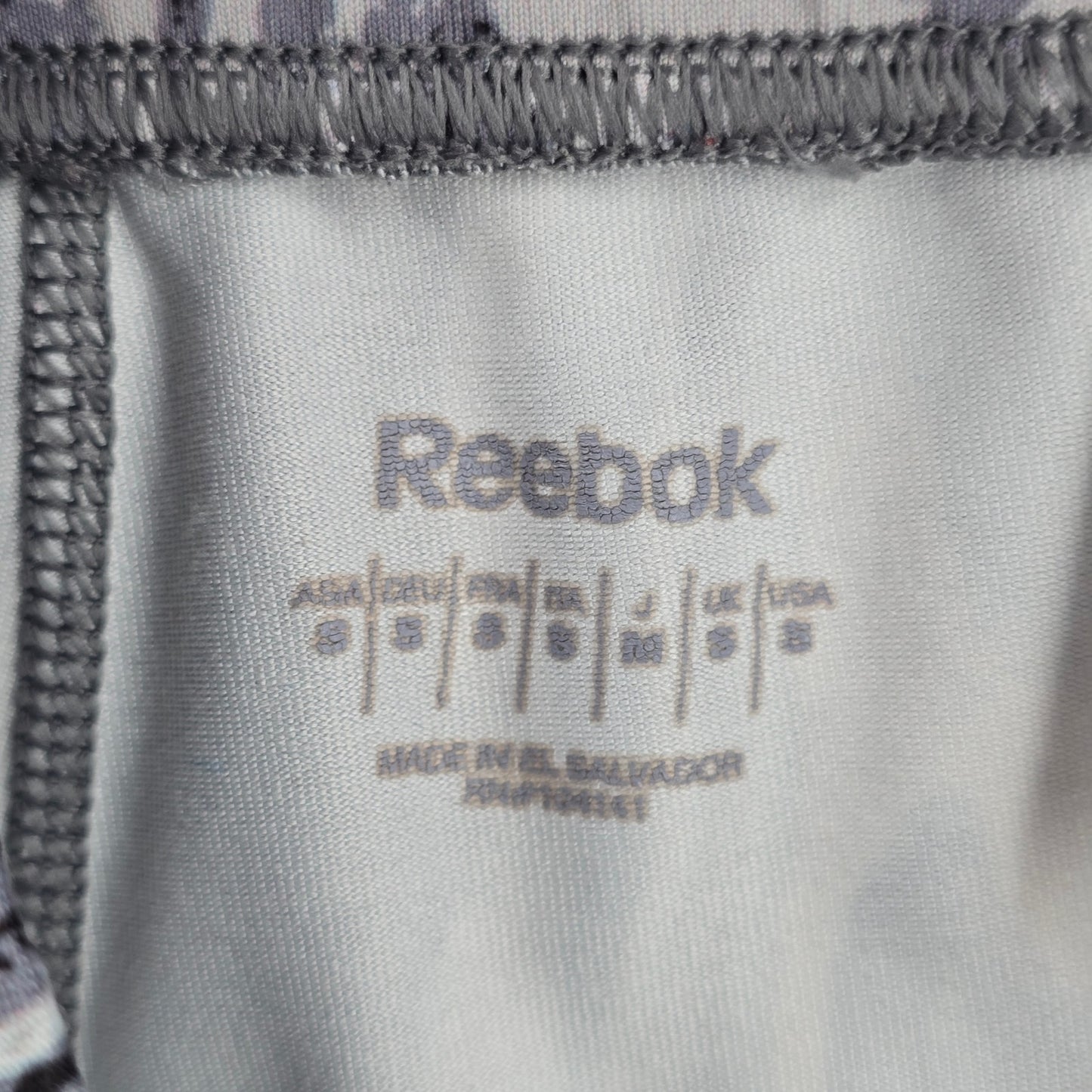 Reebok Black Gray Print Cropped capri Athletic Pants Bottoms Leggings S Small
