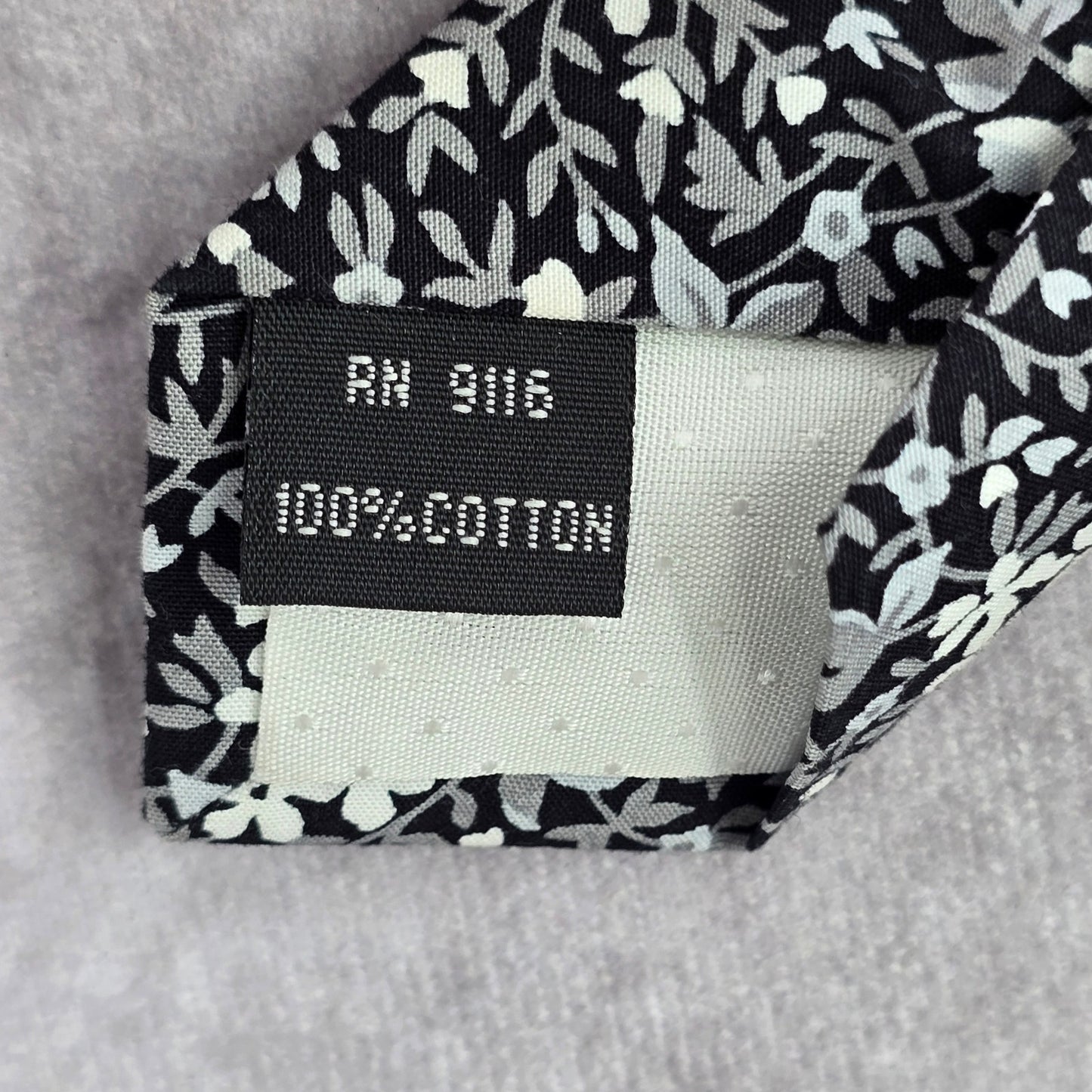 J.S. Blank & Co. Black White Floral Cotton Executive Spring Neck Tie Men's