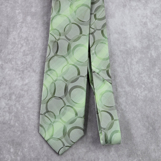 John Ashford Circles Green Gray Executive Geometric Neck Tie Men's