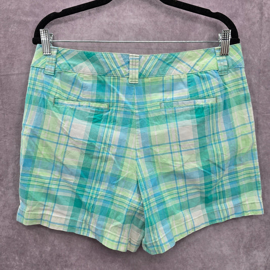 St Johns Bay Blue Plaid Bermuda Stretch Bottoms Pants Shorts Cotton 14