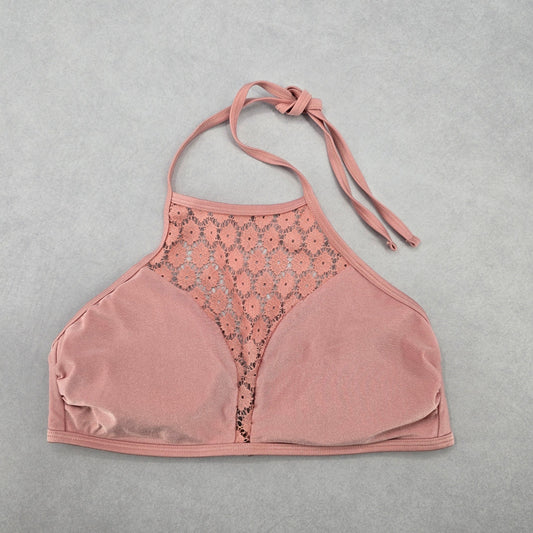Fashion Union Pink Lace Halter Tie Swim Sports Bra Beach Bikini Top M Medium