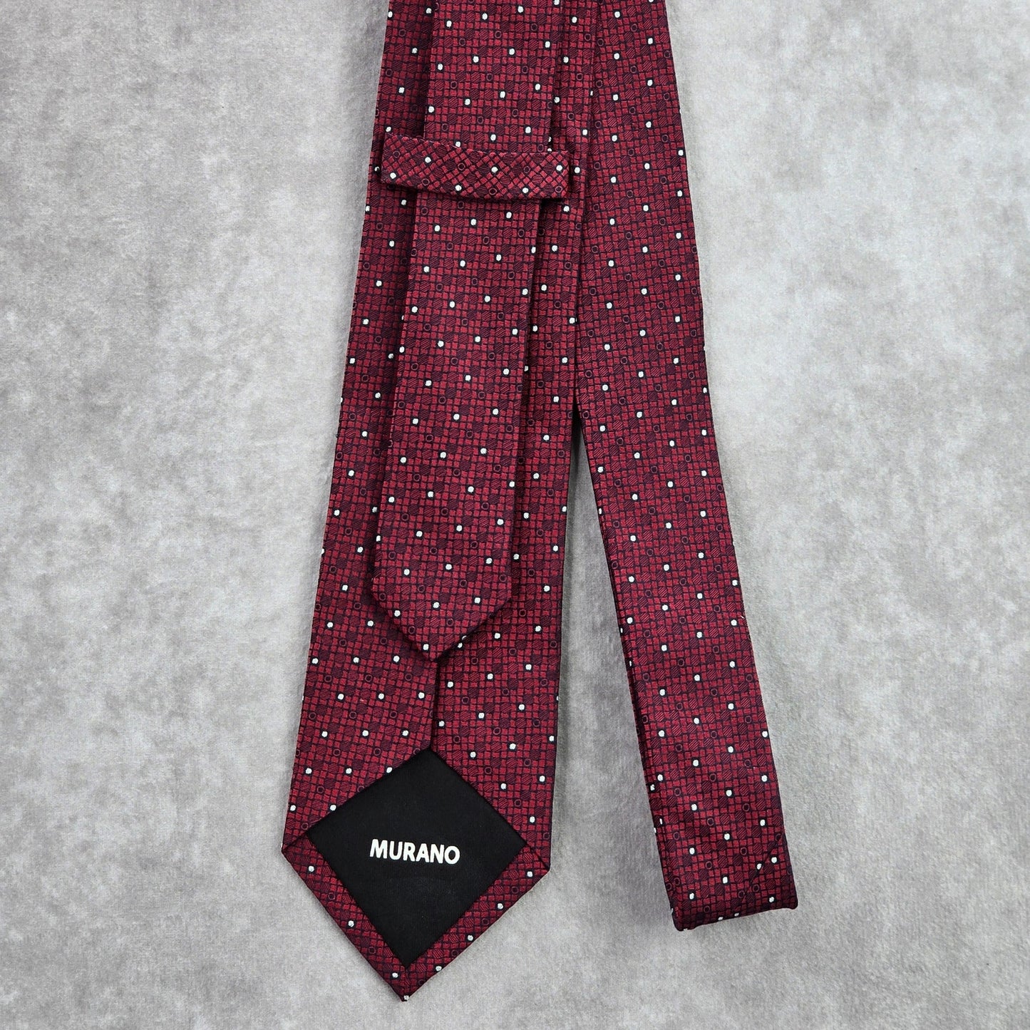 Murano Red Black Gray Polka Dot Geometric Executive Silk Neck Tie Men's