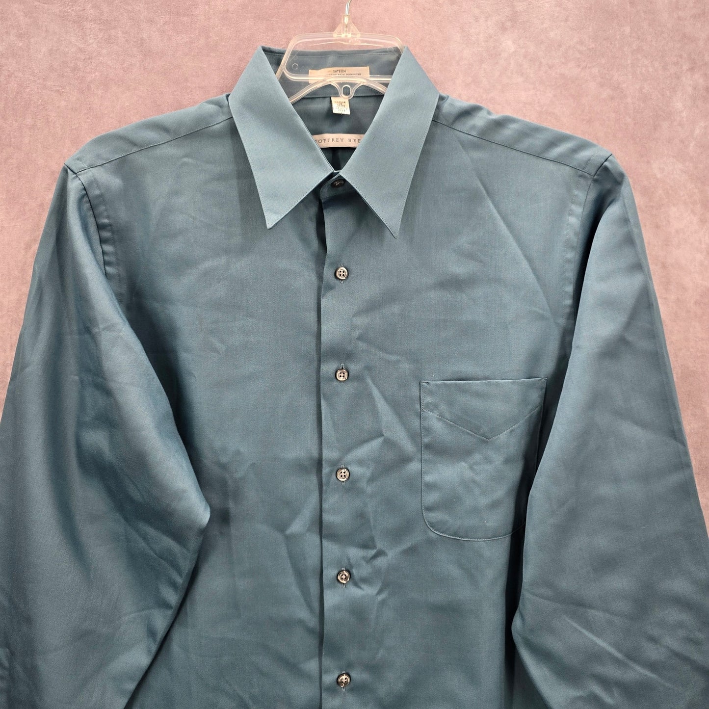 Geoffrey Beene Blue Mens Button Down Long Sleeve Preppy Dress Shirt Large