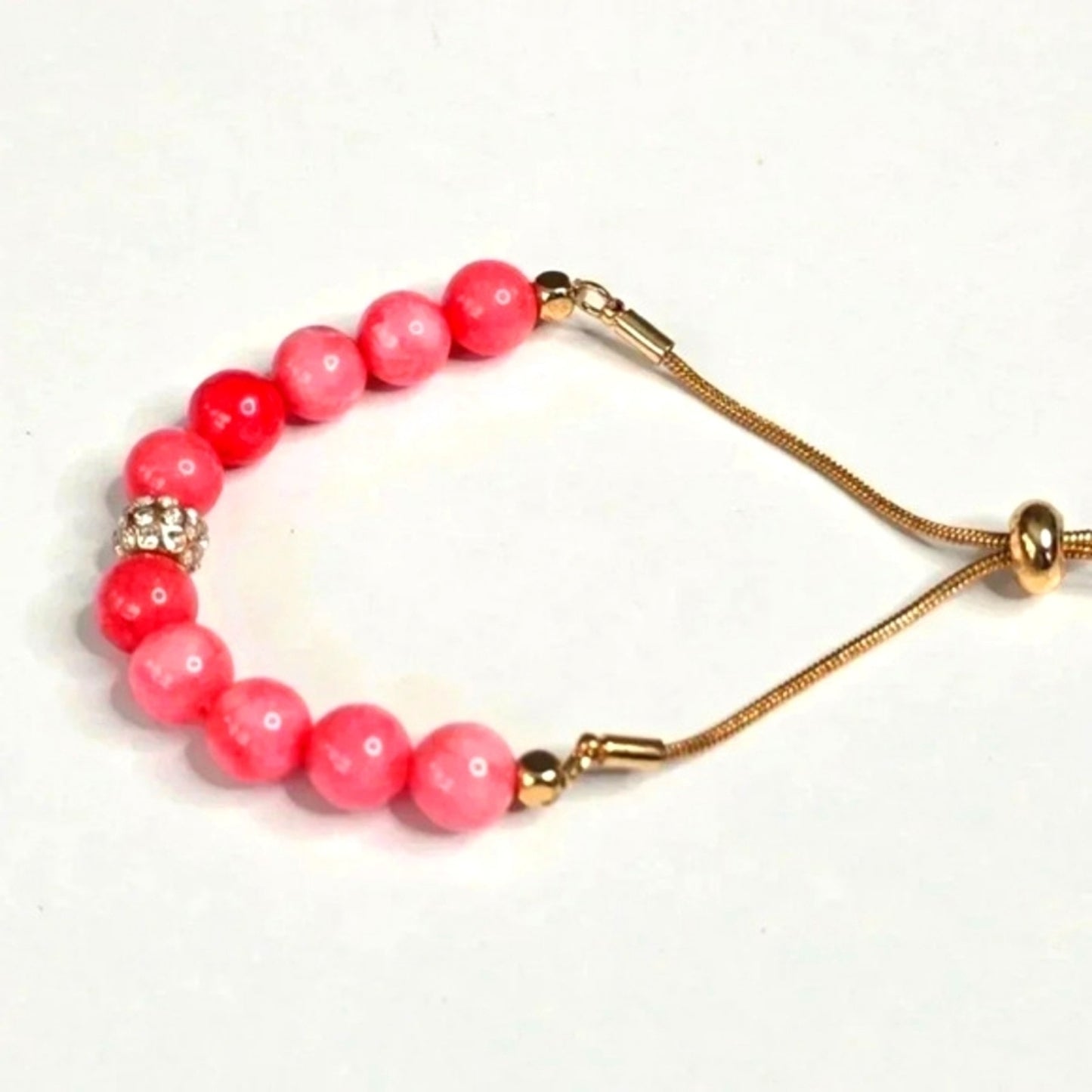 Pink Gold Rhinestone Chain Bead Bracelet Fashion Jewelry NWT JB2-28