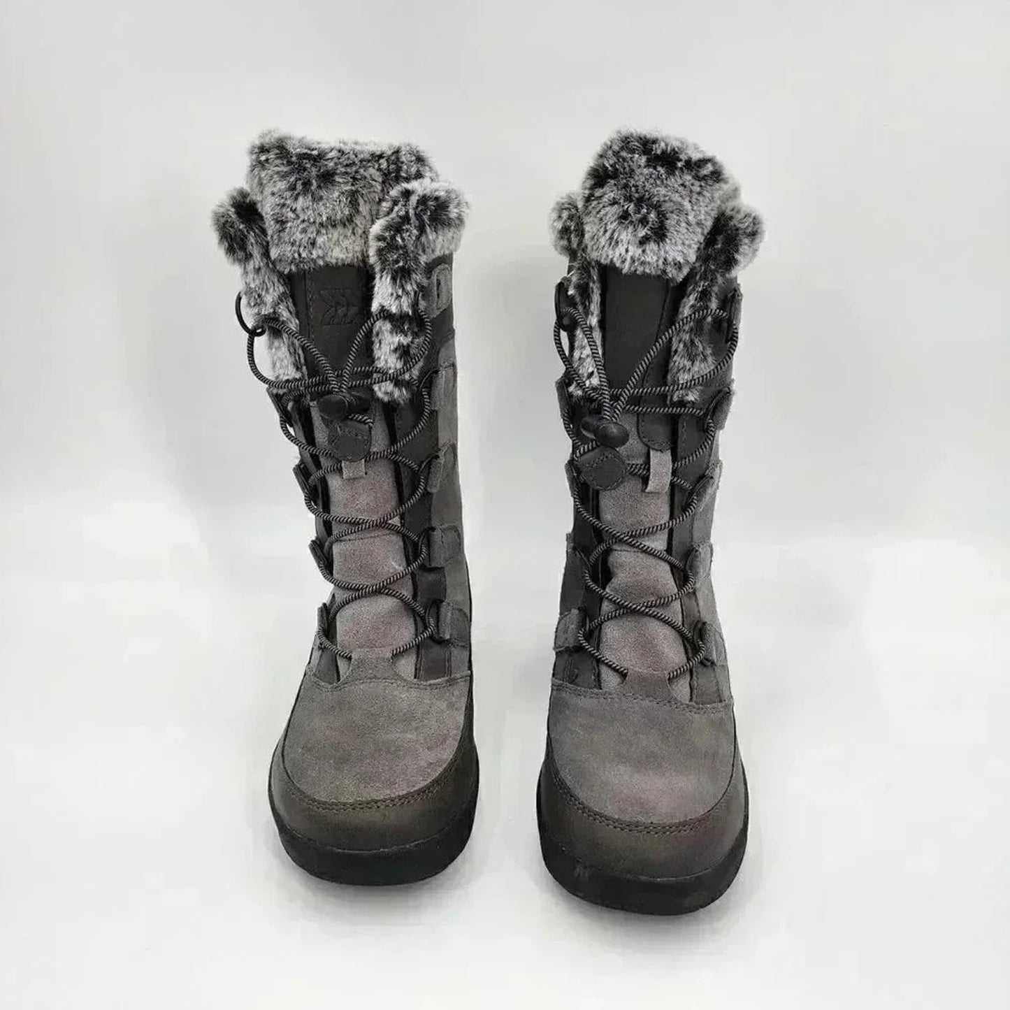 Thermolite EcoMade Gray Fur Lined Suede Mid Calf Winter Boots Girls Size 3