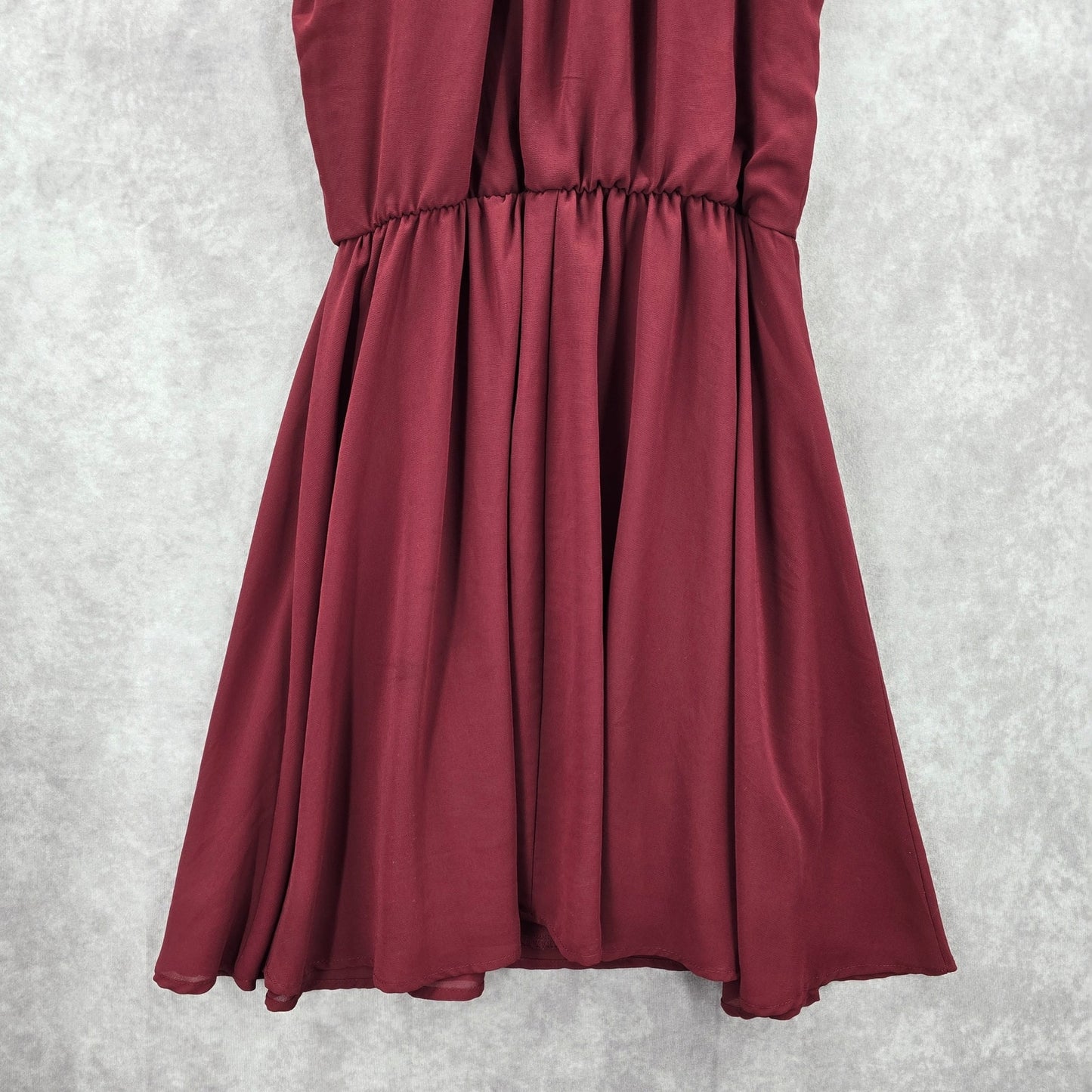 Lush Red Burgundy Sleeveless Pleat Flare Formal Dress Medium