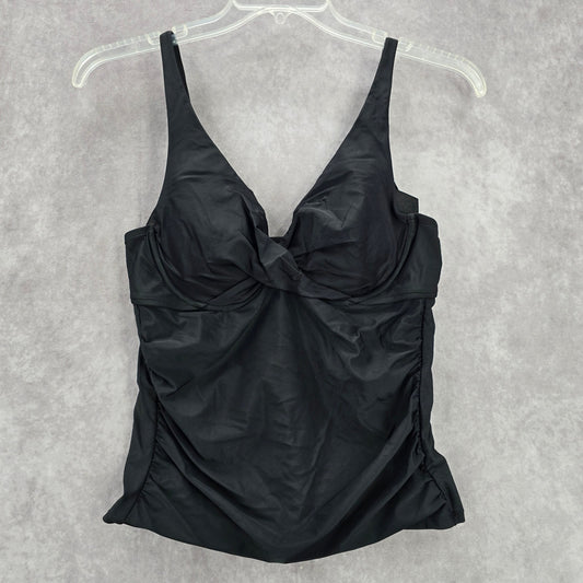 Catalina Black Scrunch Crisscross Padded Swimwear Tankini Tank Top Medium M 8/10