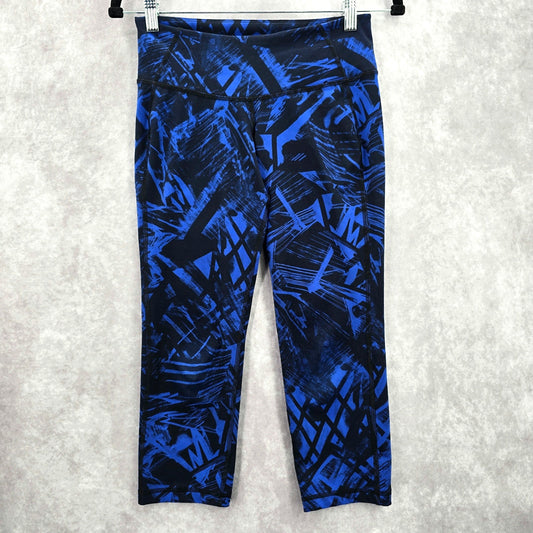 Old Navy Active Blue Black Geometric Cropped Legging Pants Bottoms Small