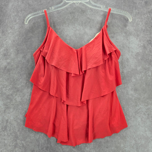 Aqua Green Ruffle Pink Swimwear Padded Tankini Tank Top Medium M