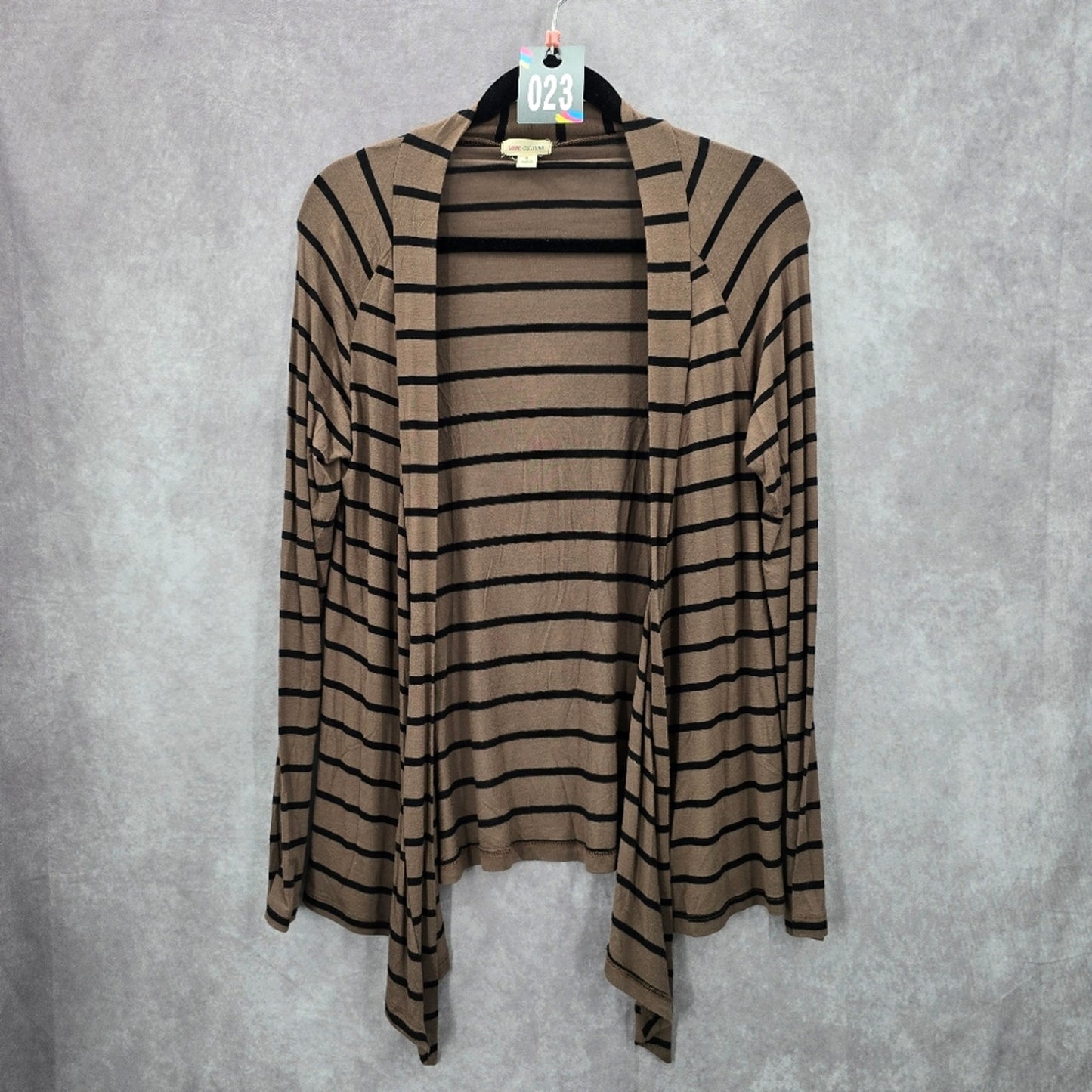 Love Culture Brown Black Stripe Open Cardigan Long Sleeve Sweater Small