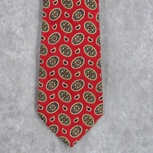 Tommy Hilfiger Red Green Floral Paisley Executive Italian Silk Neck Tie