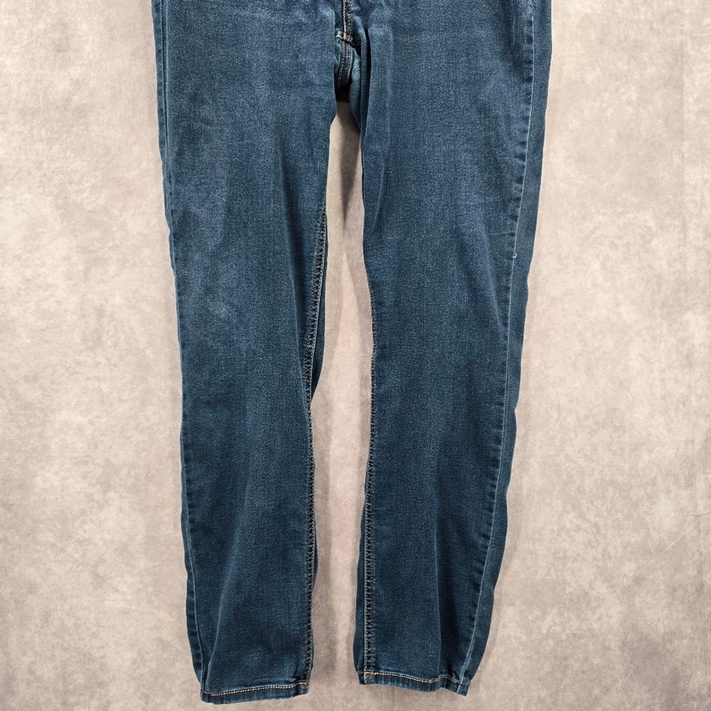 053. Rue21 Twentyone Black Blue Denim Pants Straight Stretch Skinny Jeans 13/14R