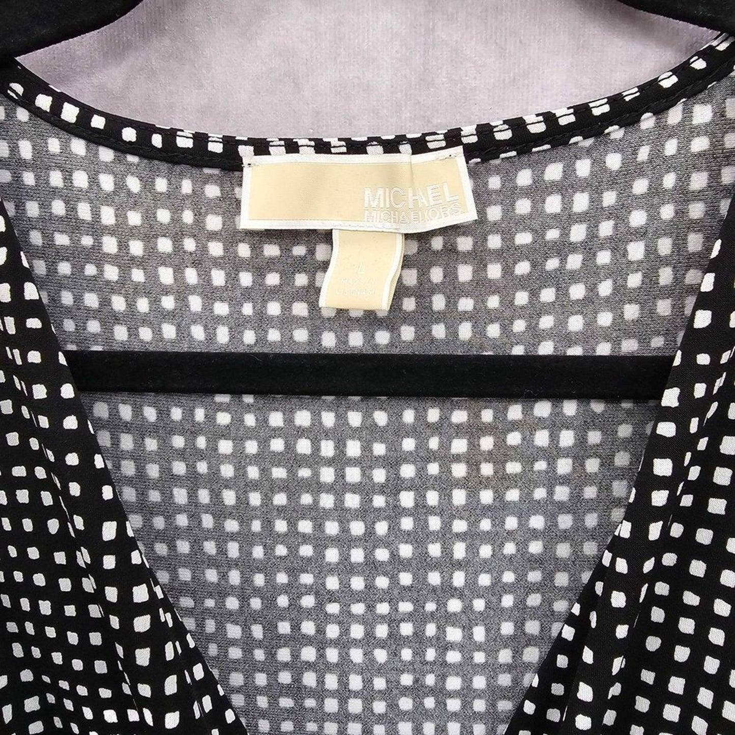 Michael by Michael Kors Black White Print Wrap Dress Large