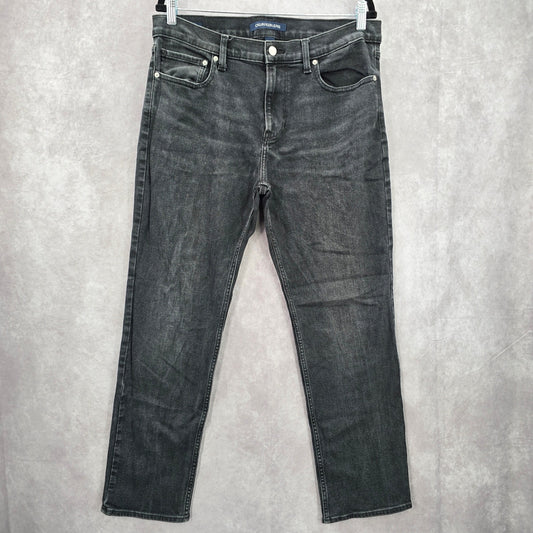 Calvin Klein Black Silver Straight Denim Jeans Pants Bottoms Men's 34x30