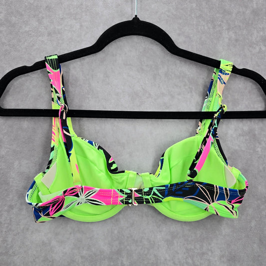 No Boundaries Green Floral Tropical Bikini Top Swimwear Padded Swimsuit Small