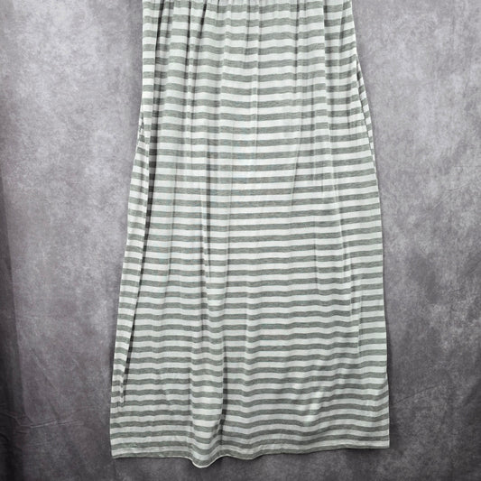 Faded Glory Gray White Stripe Maxi Sleeveless Flare Dress Extra Large XL
