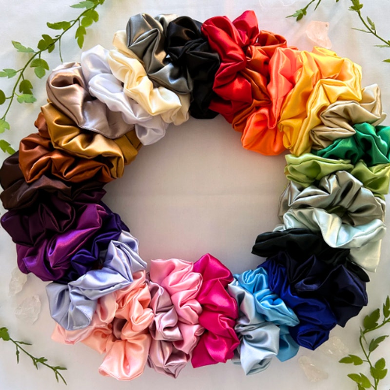 12 Handmade Scrunchies Bundle Mixed Lot Satin Silk Hair Ties Accessories Gift