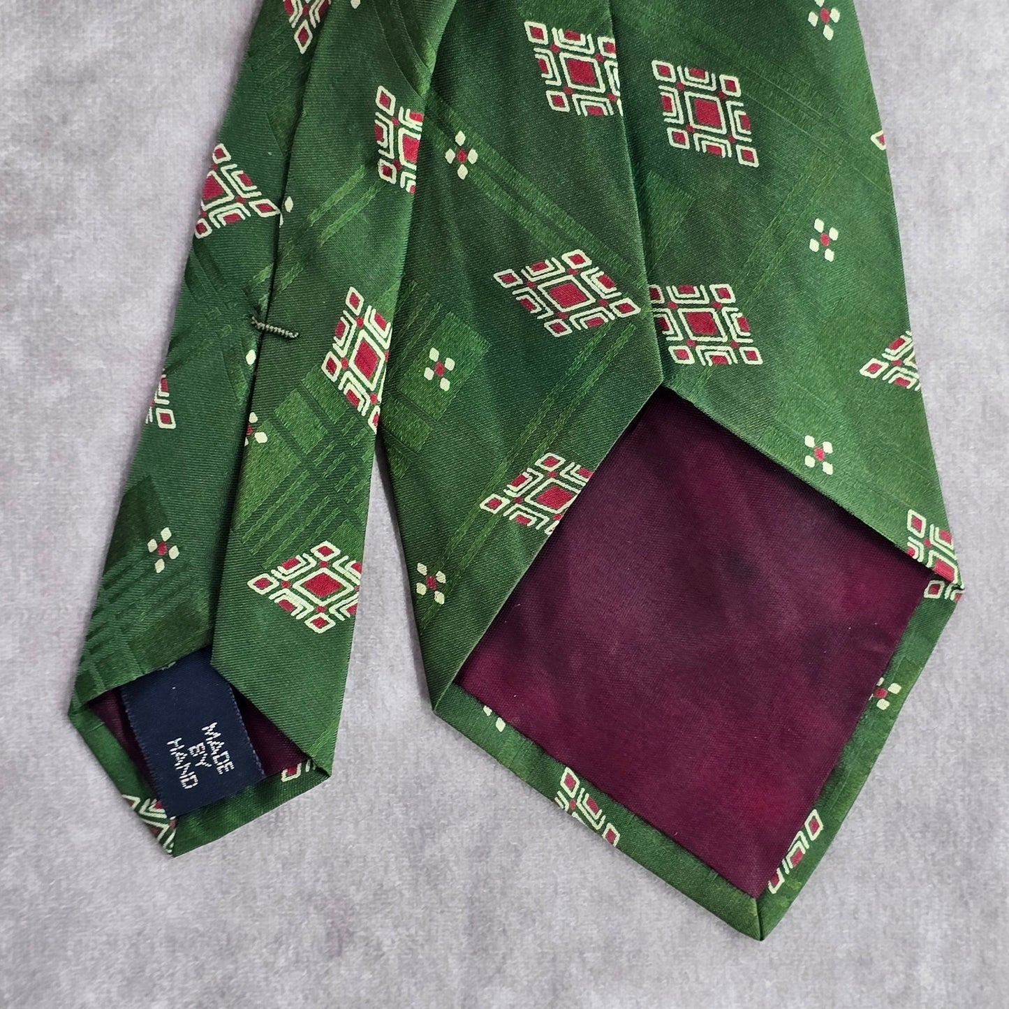 Polo by Ralph Lauren Green Red Geometric 100% Silk Men's Neck Tie