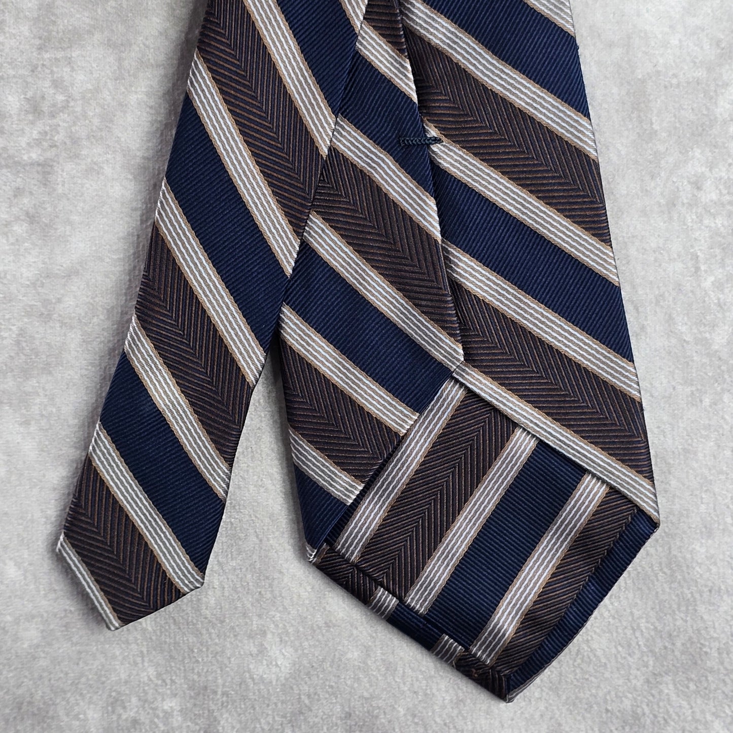 Jos. A. Bank Striped Brown Blue Repp Geometric Executive Silk Neck Tie Men's
