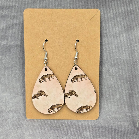 Pink Teardrop Hook Animal Handmade Earrings #JB1E1
