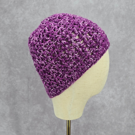 Purple Cable Knit Vintage Y2K Funky Boho Whimsy Beanie Caps Crochet Hats