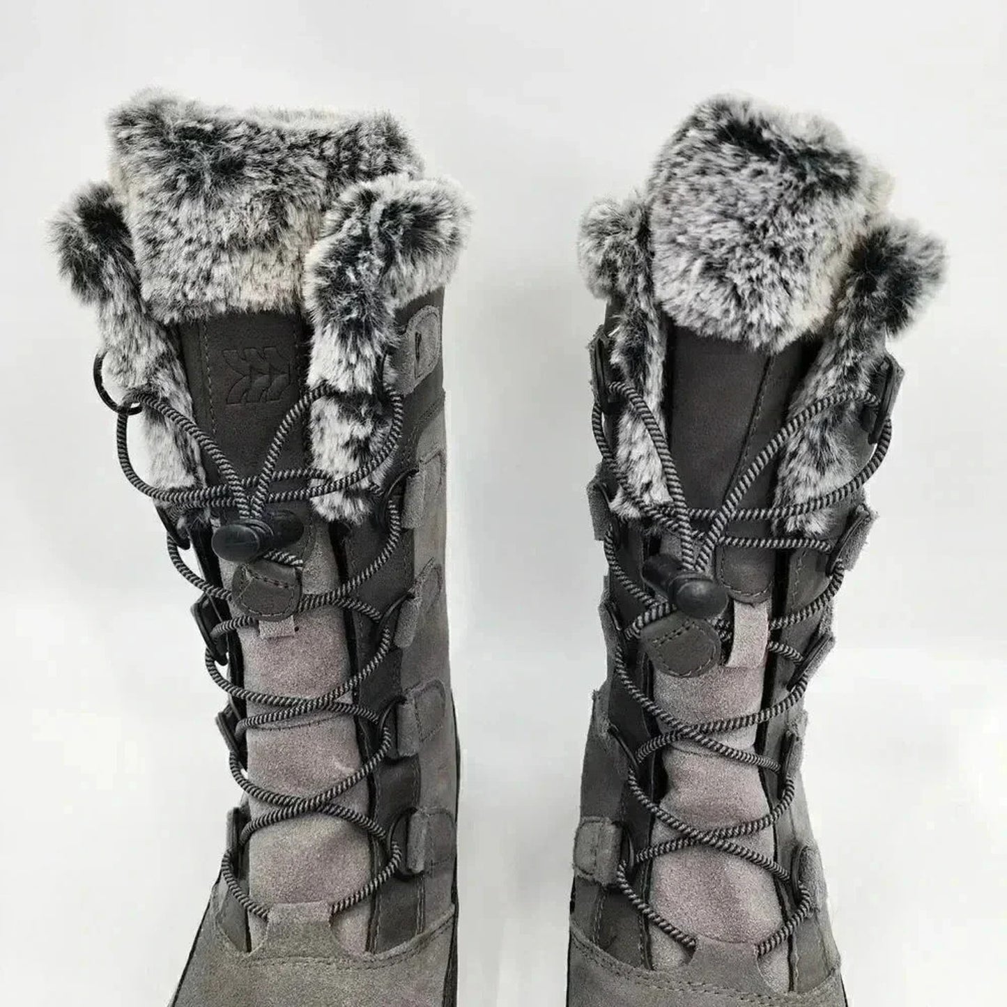Thermolite EcoMade Gray Fur Lined Suede Mid Calf Winter Boots Girls Size 3