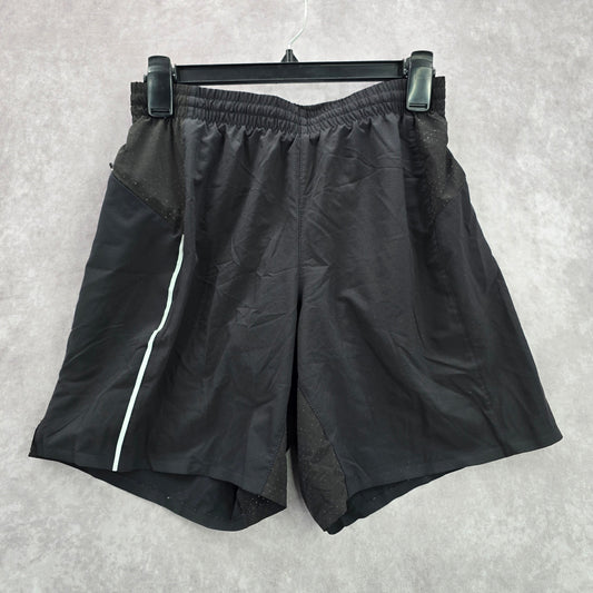 VRST Black Active Running Sports Junior Youth Solid Zipper Lined Shorts S Small