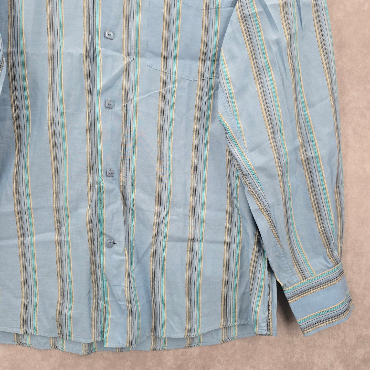 Artisti Italiani Blue Stripe Mens Button Down Long Sleeve Cotton Dress Shirt XL