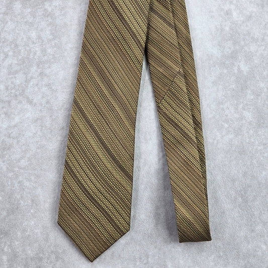 Joseph Abboud Brown Gold Stripe Repp Geometric 100% Silk Men's Neck Tie NWOT
