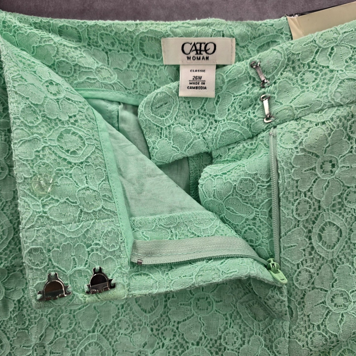 Cato Green Lace Classic Boho Active Preppy Beach Cotton Shorts Plus 3XL 26W