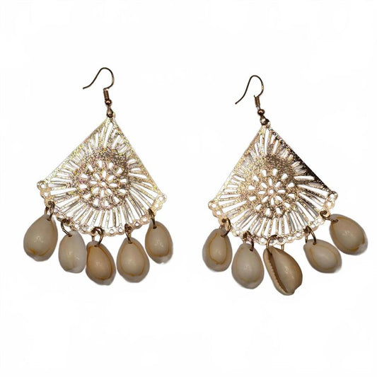 Gold Shell Hook Dangle Floral Boho Western Beach Earring Fashion Jewelry JB1-11