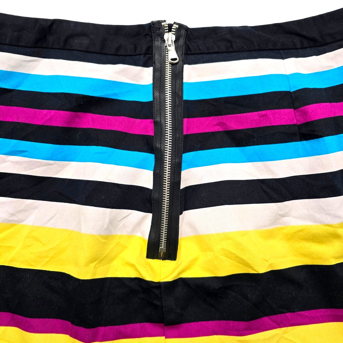 Worthington Black Yellow Stripe Zip Short Mini Retro Cotton Club Skirt Plus 18