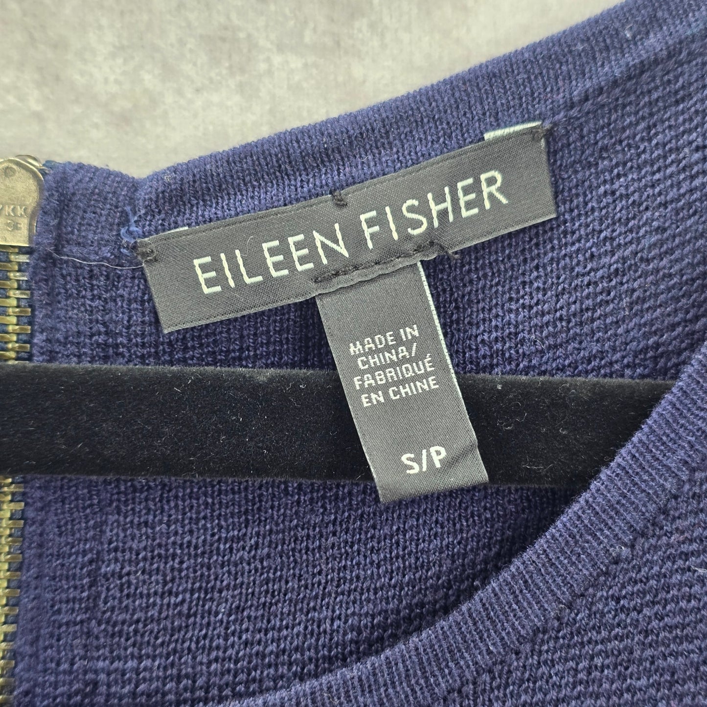 Eileen Fisher Navy Blue Sleeveless Flare Zip Up Cotton Silk Blouse Top S Small