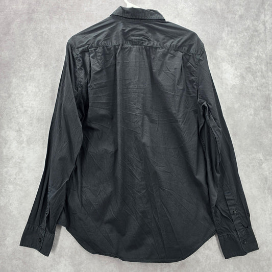 Levis Strauss Black Slim Fit Long Sleeve Button Down Cotton Mens Shirt Large