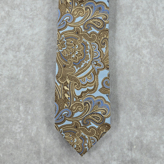 Giorgio Brutini Collezione Brown Blue Floral Paisley Stripe Men's Neck Tie